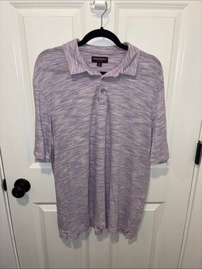 Johnston & Murphy Organic Cotton Men's Light Lavender Heather Henley Shirt
